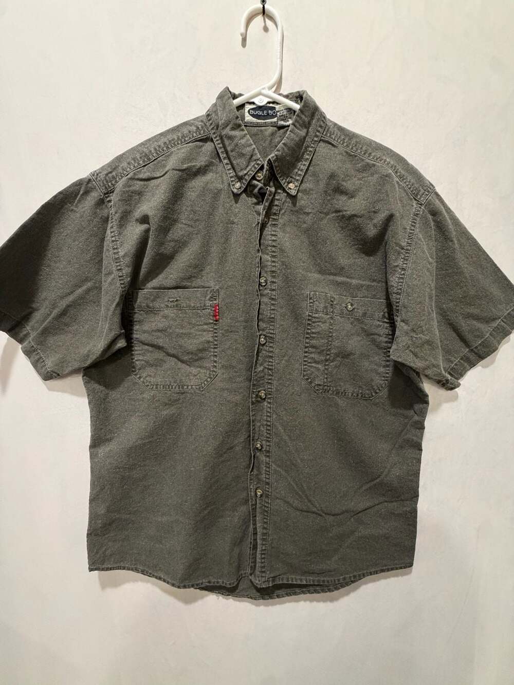 Bugle Boy Vintage Short Sleeve Button-Up Shirt - Charcoal Gray - M